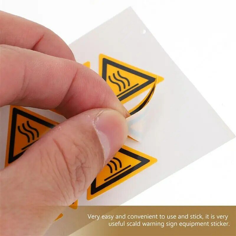 10pcs Equipment High Temperature Warning Sticker Caution Scald Label Sticker