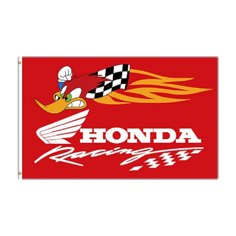 Spanduk Cetak Poliester Bendera Honda Mobil Balap 3X5 Kaki untuk Dekorasi