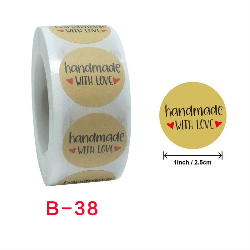 Adesivi fatti a mano con amore 500-Count 1 "etichetta sigillo etichetta carta Kraft cuore adesivo per regalo artigianale bomboniera evento affari