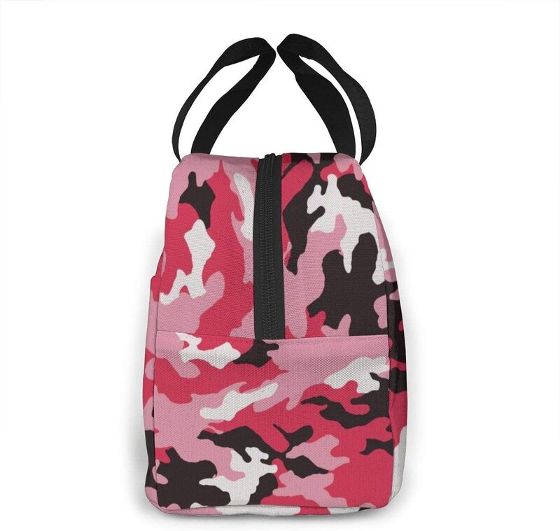 Розовая камуфляжная портативная изолированная сумка для ланча