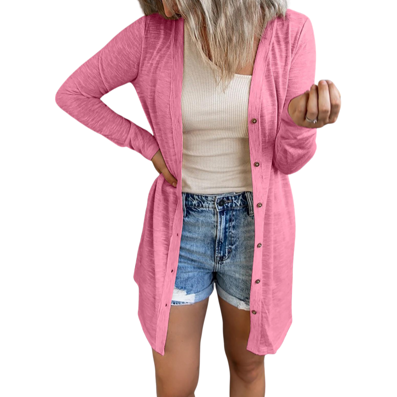 2022 s-3xl moda feminina primavera e outono casual topos cor sólida manga longa frente aberta casaco cardigan senhoras blusa solta