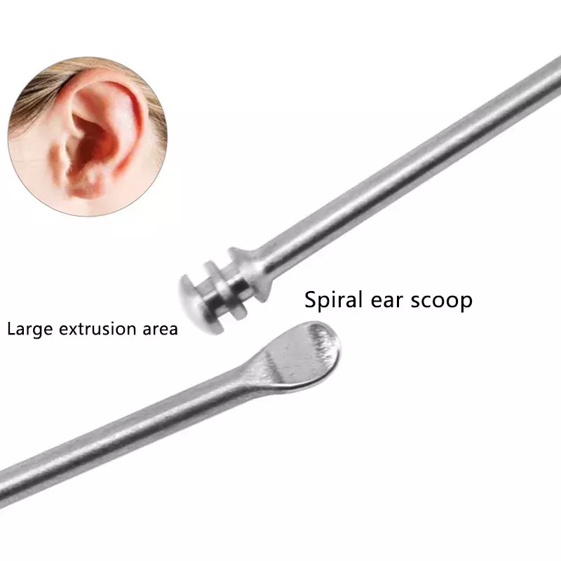 1PC Ear Wax Remover Stainless Steel Ear Cleaning Ear Pick Earpick Ear Cleaner Spoon Care Ear Clean Tool for Baby Adults Ear Care