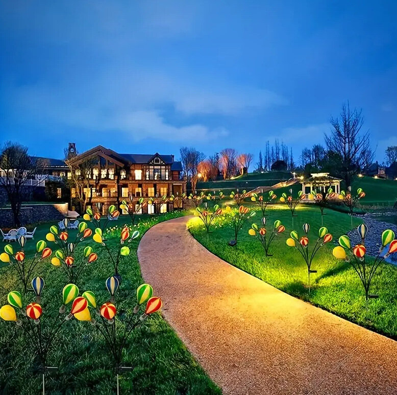 LED 태양열 다채로운 공 야외 잔디 조명, IP65 방수 통로 마당 결혼식 휴일 정원 장식, 태양 축제 램프