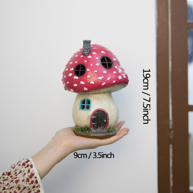 테레사의 컬렉션 정원 태양 빛 동상 야외 장식 버섯 집 핑크 인형 정원 장식 장식