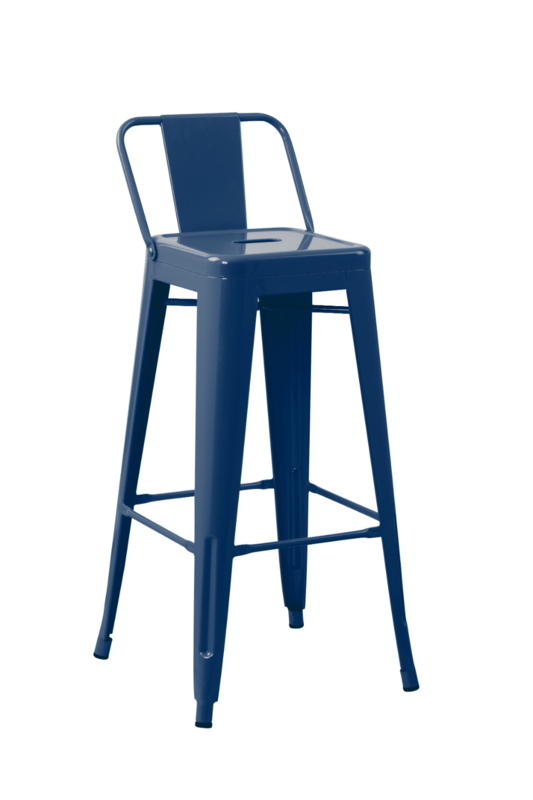 Metal Enamel 24" Counter Height Barstools, Set of 2, Blue  Bar Chairs  Dining Chair