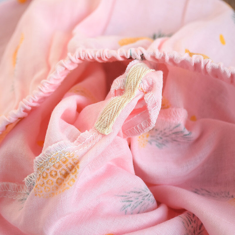 Conjunto de ropa de dormir de algodón para Mujer, ropa de dormir de gasa doble con cuello de encaje, estilo princesa de piña, Conjunto de Pijama para Mujer