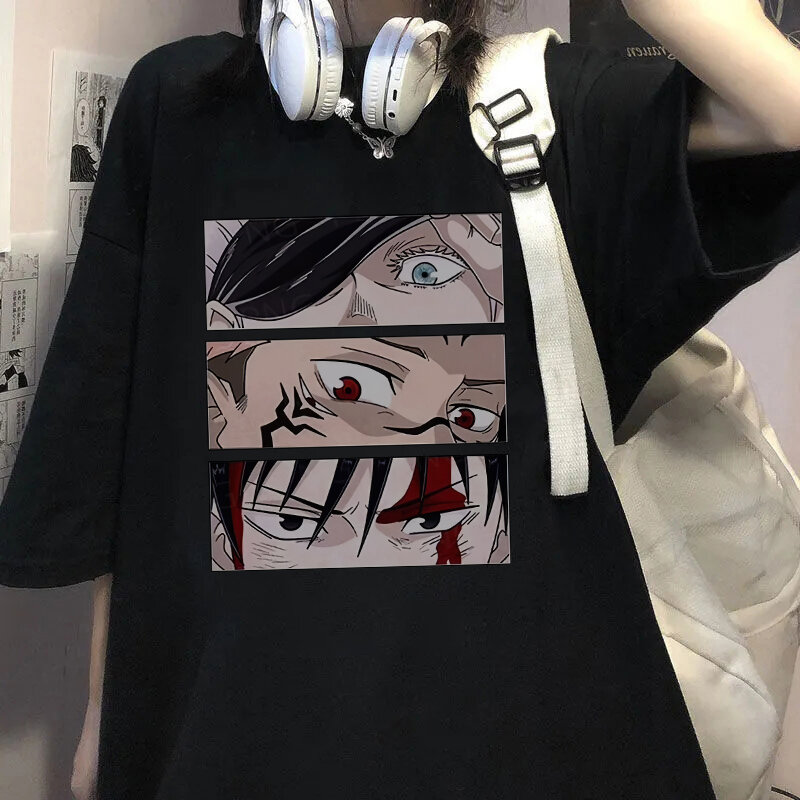 Camiseta de Anime japonés para mujer, camisa de Jujutsu Kaisen, Gojo Satoru, Tops Yuji Itadori, gráfico, manga corta, Tops