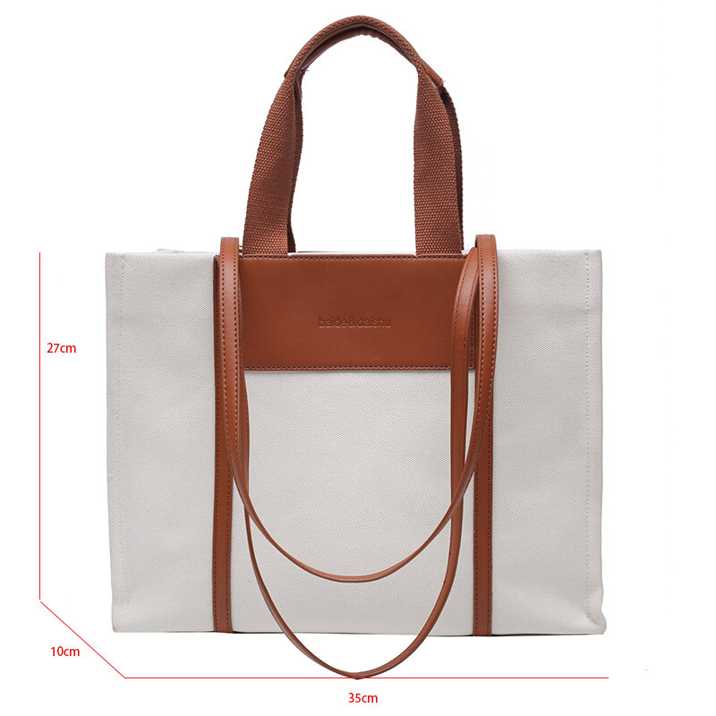 Холщовая Повседневная сумка через плечо для женщин, портативная дамская сумочка из искусственной кожи для офиса, ноутбука, Ipad, вместительный тоут