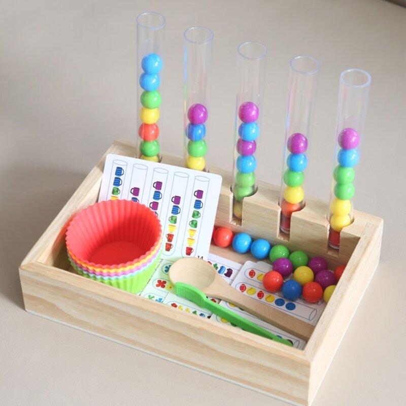 Kids Bead Montessori Color Sorting Math Toy para Meninos Girl Birthday Gifts 1560