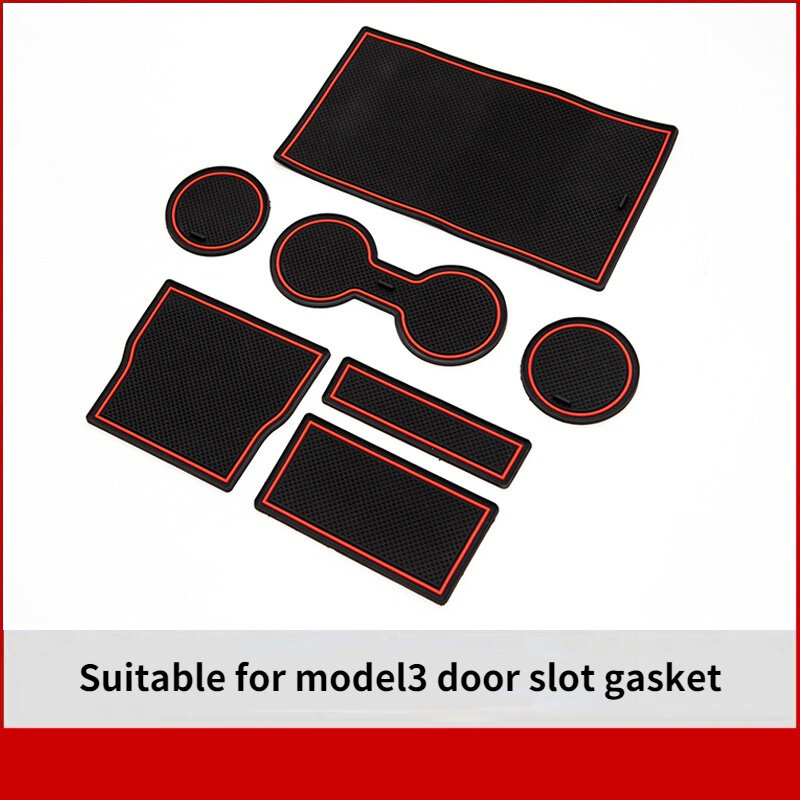Adequado para tesla tesla modelo 3 porta slot pad copo de água limite almofada sete peças conjunto de controle central de silicone antiderrapante