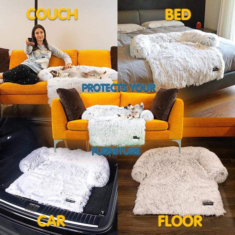 Housse de canapé de luxe en peluche pour chien, tapis calmant pour grand chien, lavable, en mousse à mémoire de forme, Kawaii