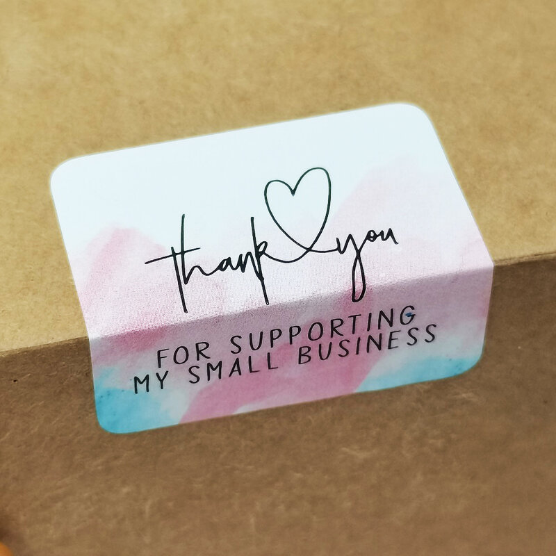 Watercolor Thank You Sticker Thanks Gorgeous for Supporting Business Sealing Labels 48-100pcs Square Gift Package Decor Stickers