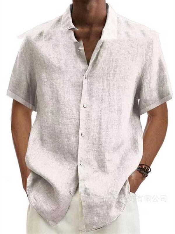 Camiseta holgada de manga corta con botones para hombre, Top de gran tamaño con cuello vuelto, S-5XL de verano