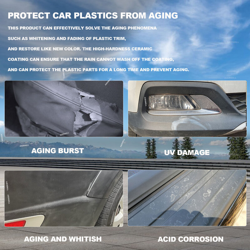 Aierwill Car Plastic Renovator Auto rubbers restoration car Interior care plastic longlasting Restorer For Car Brighten Retread