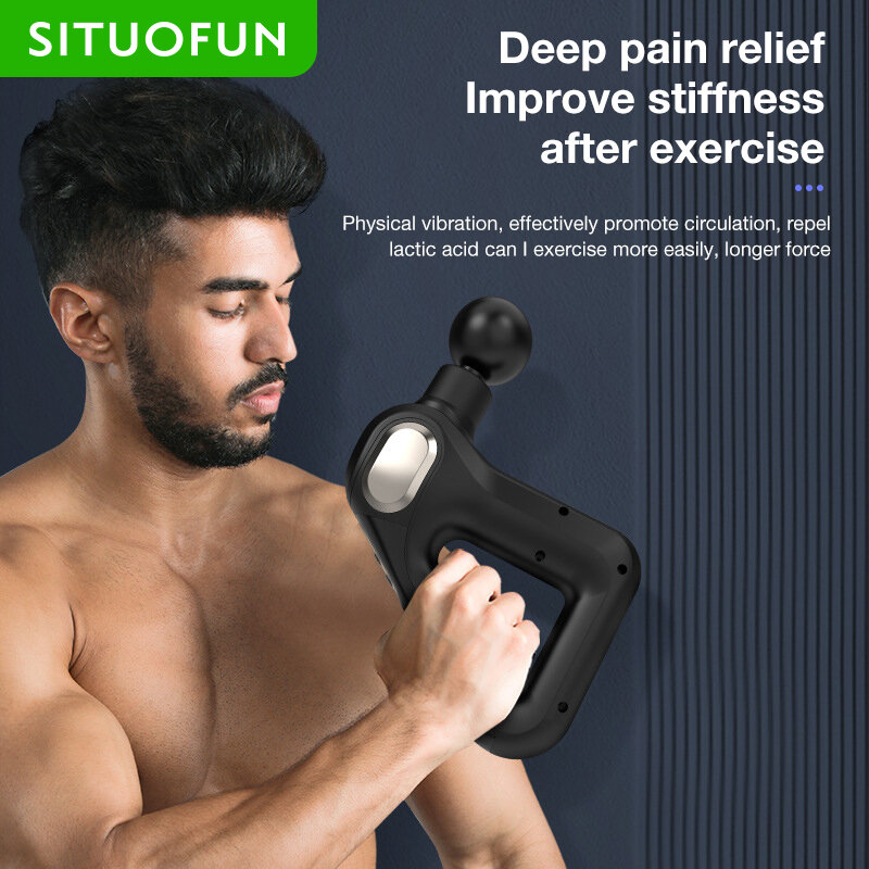 Профессиональный Массажный пистолет для глубоких мышц, Электрический массажер для расслабления тела, шеи, спины, ног, плеч, похудения