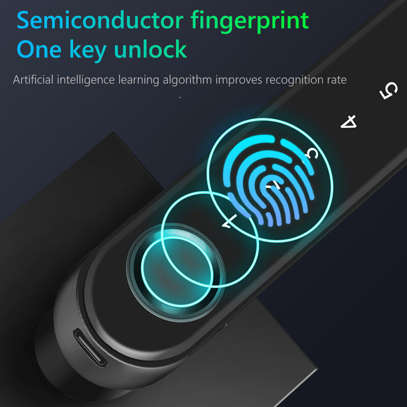 1 pz Fingerprint Password serratura della porta TTLock App Control leva biometrica maniglia serratura serrature elettroniche in metallo con 2 chiavi nere