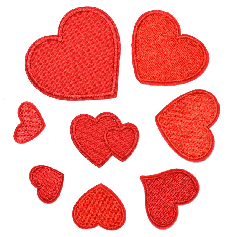 8 Buah/Set Seri Cinta Merah untuk Pakaian Besi Bordir Patch untuk Topi Jeans Stiker Menjahit-on Setrika Patch Applique DIY Lencana