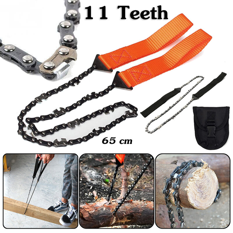 24 Polegada Pocket Chain Saw Hand ChainSaw 65 Manganês Aço Outdoor Wood Cutting Chain Saw Emergência Camping Caminhadas Survival Tool