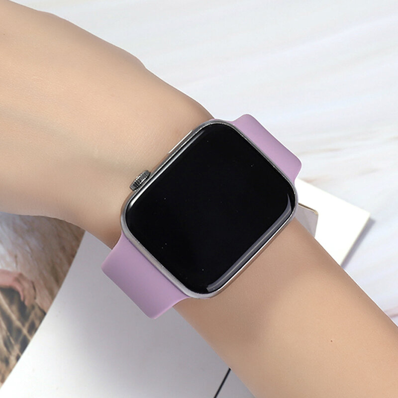 Ремешок силиконовый для Apple Watch band 7 6 se 44 мм 42 мм 40 мм 38 мм, резиновый браслет для смарт-часов iWatch Series 76543 41 мм 45 мм
