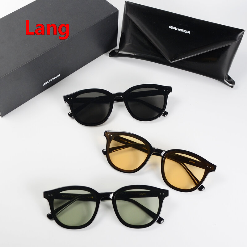 Gafas de sol suaves Lang para hombre y mujer, lentes de sol polarizadas de acetato redondo, UV400, monster, con funda original, marca coreana