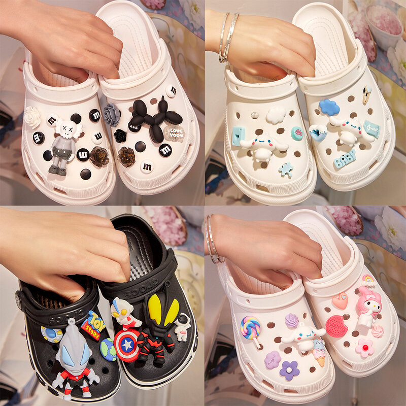 Garnitur sprzedaż 21 stylów Sanrio klamra do butów śliczne DIY śmieszne Croc Charm kapcie sandały akcesoria dekoracje Kids Party x-mas prezenty