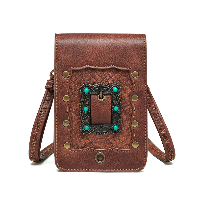 New medieval style punk shoulder diagonal bag mini small square bag outdoor travel mobile phone bag