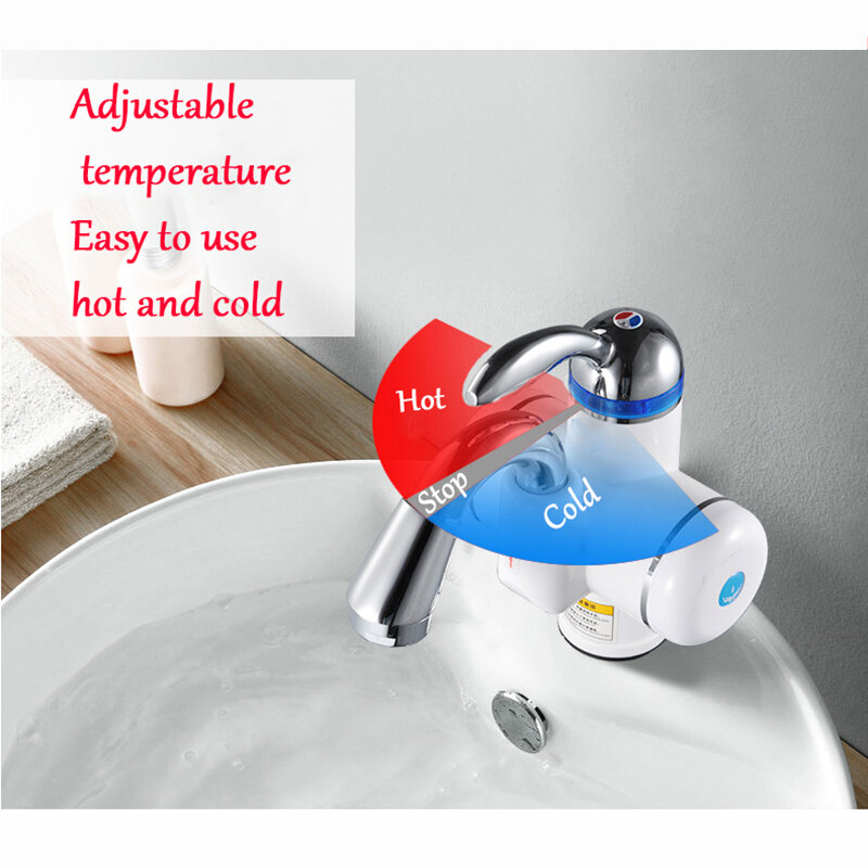 Kbxstart 220V Heated Faucet With Water Heating Tiny Size Bathroom Banheiro Electric Instant Hot Water Heater Tap 180 Rotation