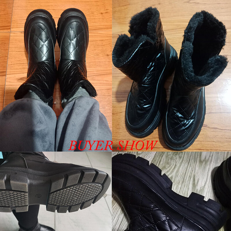 Portecy 2021 nuove scarpe invernali con plateau grosso stivali da neve impermeabili in peluche da donna scarpe imbottite in cotone caldo antiscivolo da donna