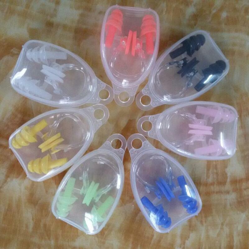 W12 Swimming Earplugs Nose Clip Set Waterproof Silicone Swimming Equipment For Surfing Diving Swimming Accessories Boxed Plugs