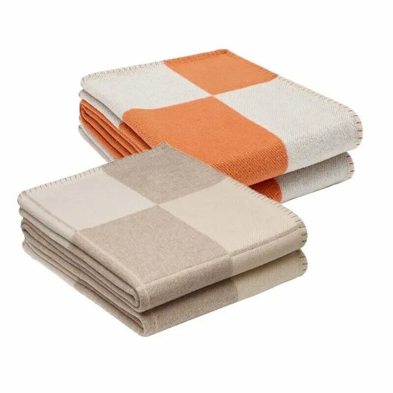 Brand Designer Cashmere Blanket for Beds Sofa Plaid H Blanket Fleece Knitted Wool Blanket Home Office Nap Throw Portable Scarf