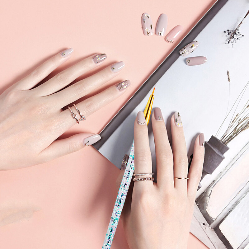 15 PCS Professionelle Nail art Pinsel Set Gefälschte Nägel Malerei Zeichnung Pen Pinsel für UV Nagel Gel Polieren Ziehen Werkzeug perle Weiß