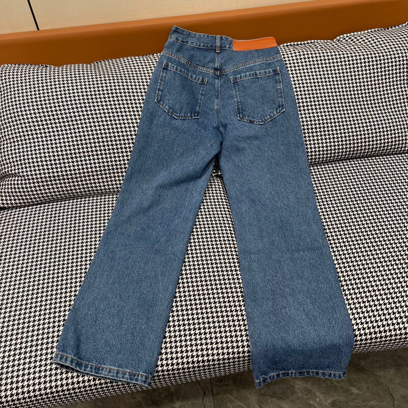Женские свободные повседневные хлопковые прямые джинсы с Вышивкой Букв