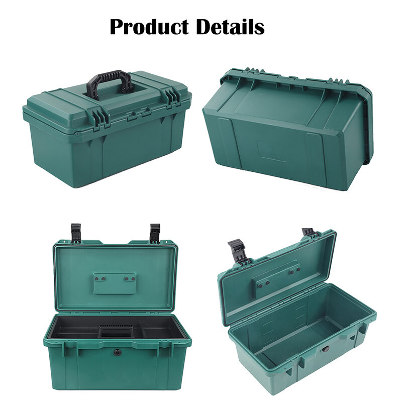 ASOYOGA-caja de herramientas de plástico resistente al agua IP67 con asa, bandeja extraíble segura de doble bloqueo, caja de almacenamiento gruesa para el hogar, garaje y jardín