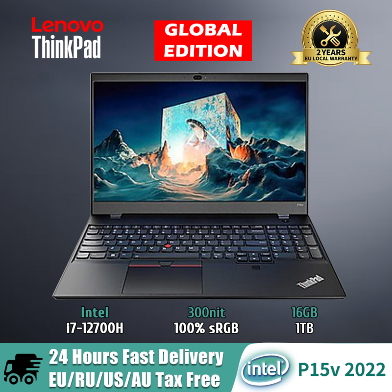 Lenovo ThinkPad P15v 2022 Laptop i7-12700H NVIDIA T1200 4GB GDDR6 16G+512G/1T SSD 15.6-inch 300nit Designer Dedicated Laptops