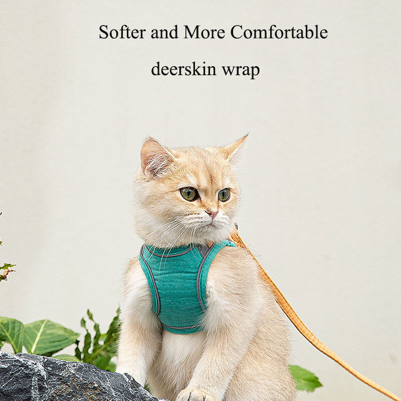 Mèo Deerskin Nhung Lực Kéo Dây Lần Loại Dây Velcro Ngực 2 Dây Đeo Chống Thoát Chó Đi Dạo Dạ Quang Đặc Biệt Dây