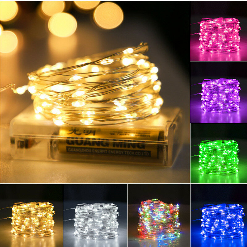 LED 스트링 조명 배터리 구리 와이어 화환 램프, 야외 방수 요정 조명, 크리스마스 웨딩 파티 휴일 장식