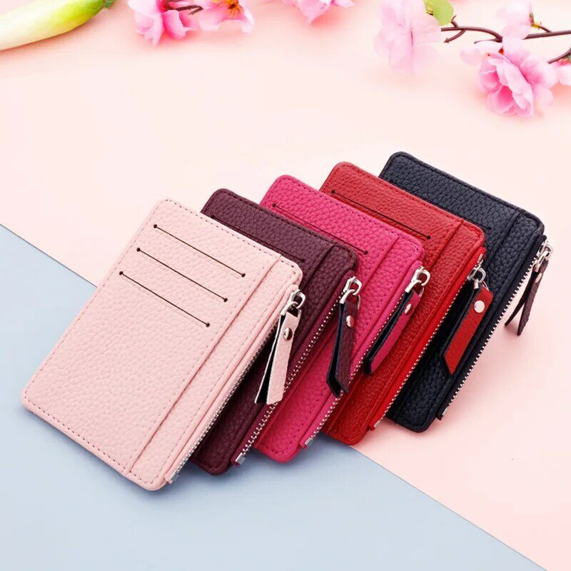Small Fashion Credit ID Card Holder Slim Leather Wallet With Coin Pocket Man Money Bag Case For Men Mini Women Business Purse