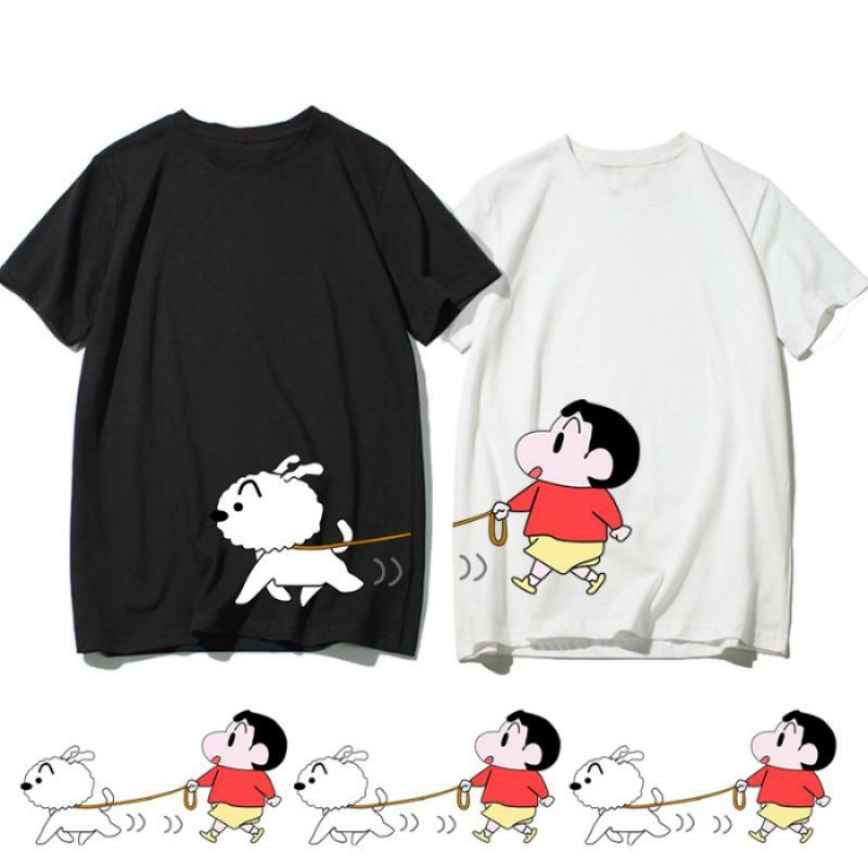 2023 verão crayon shin-chan solto personalizado curto-sleeved impressão dos desenhos animados comarca casais camiseta topos kawaii anime presente