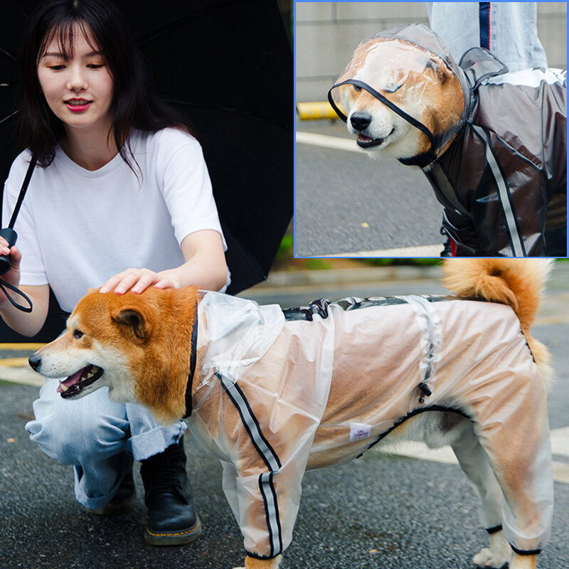Chubasquero transparente para perro y mascota, impermeable de ala grande desmontable, ropa impermeable para mascotas, suministros para mascotas