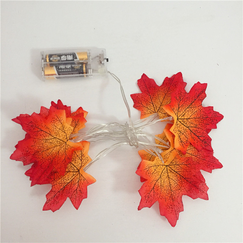 40/20/10LED Artificial Autumn Maple Leaves Garland Led Fairy Lights Christmas Decoration Thanksgiving Party DIY Decor Halloween