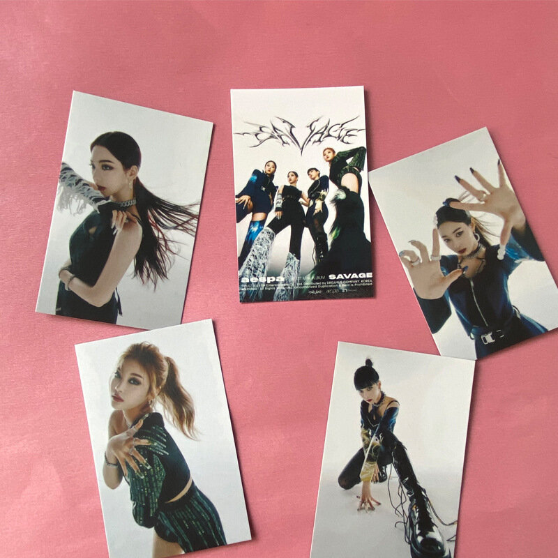 5ชิ้น/เซ็ต Kpop ขายส่ง Aespa โปสการ์ดอัลบั้ม Savage Lomo Card บัตรพิมพ์ภาพโปสเตอร์แฟนของขวัญคอลเลกชัน
