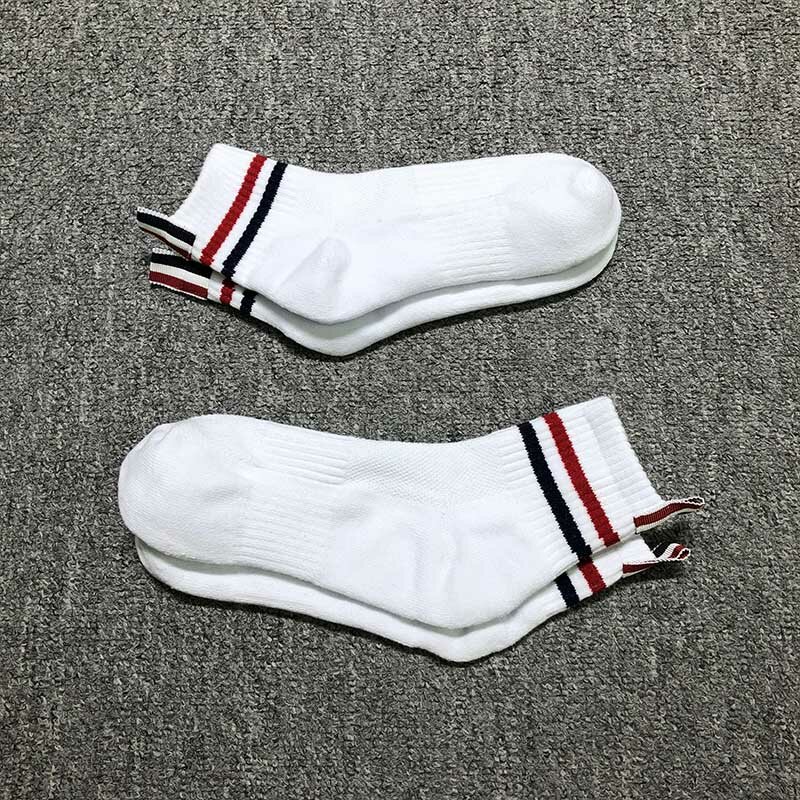TB THOM-calcetines tobilleros de algodón para hombre y mujer, calcetín transpirable de marca de lujo, estilo clásico, informal, a rayas, 1 par