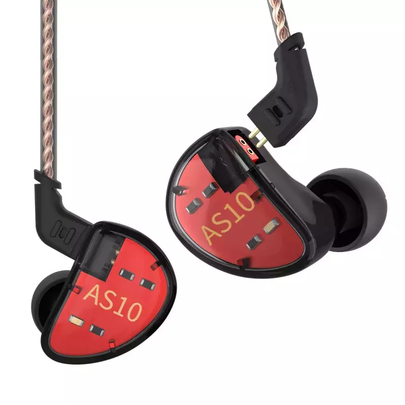 Kz as10 fones de ouvido 5ba armadura equilibrada driver alta fidelidade graves no monitor esporte fone com cancelamento ruído