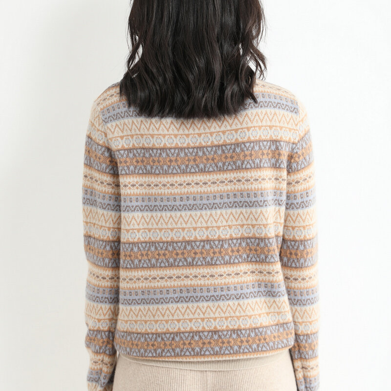 Suéteres para mujer, Jersey de punto de manga larga, estilo étnico apilado, cuello alto, versión coreana versátil, novedad de otoño e invierno