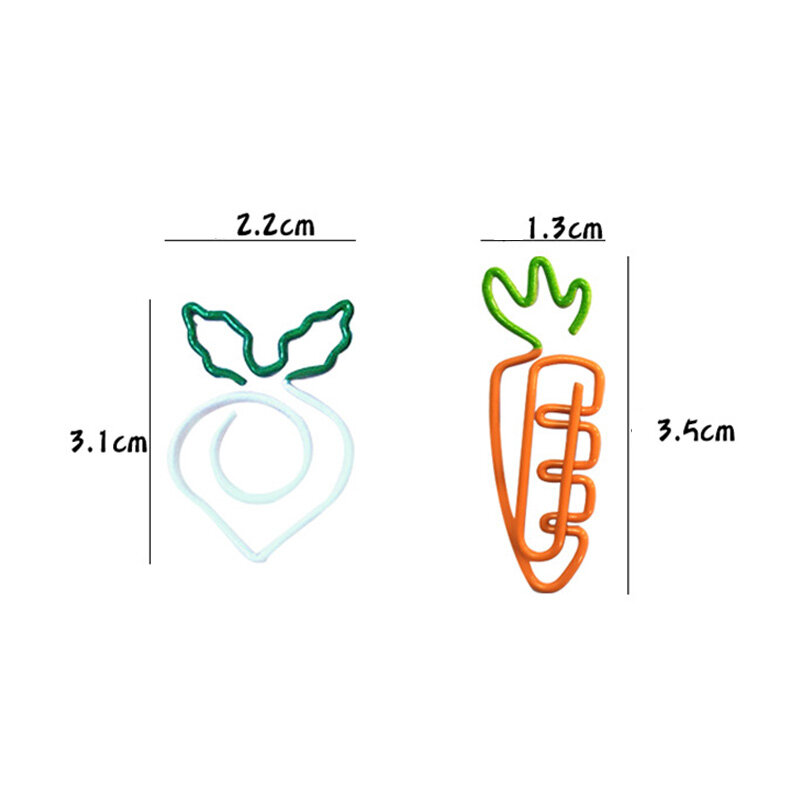 1/5/10pcs Cartoon Vegetable Radish Carrot Shaped Paper Clip Bright Colors Clip Bookmark DIY Handmade Decor School Stationery