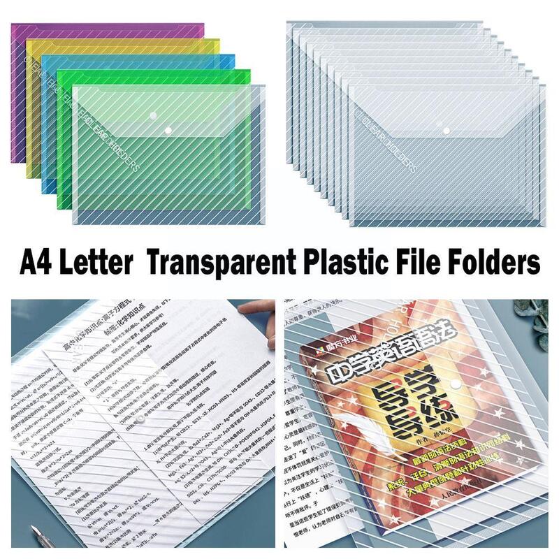 A4 Transparente File Bag Waterproof Large Capacity Transparente Plastic Folder Para Armazenar Arquivos E Organizar Desktop Clipb W5T0