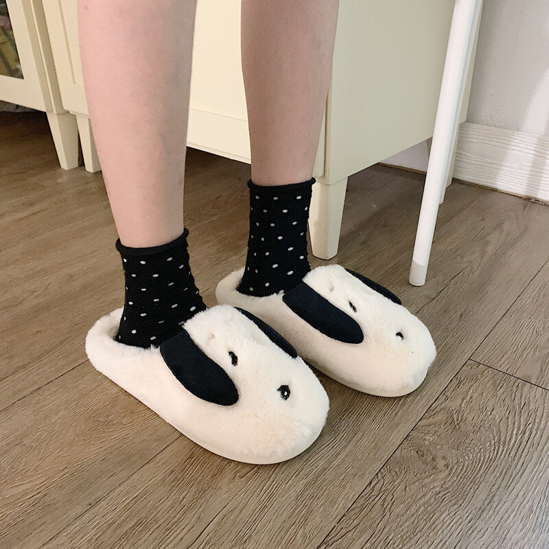 Baru Snoopys musim dingin lucu kartun Fashion Ins Baotou sepatu katun pasangan rumah tetap hangat sandal Kawaii Anime mewah hadiah anak perempuan