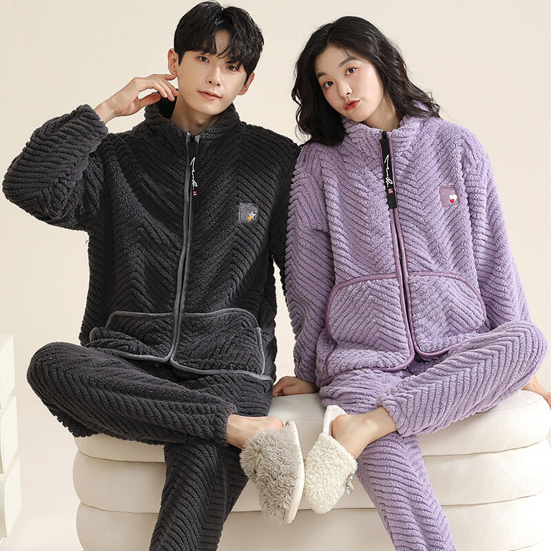 Pajama Women's Nightgown Pijama for Couple Winter Matching Pajamas for Set for Women Home Clothes Flannel  Costume Paired