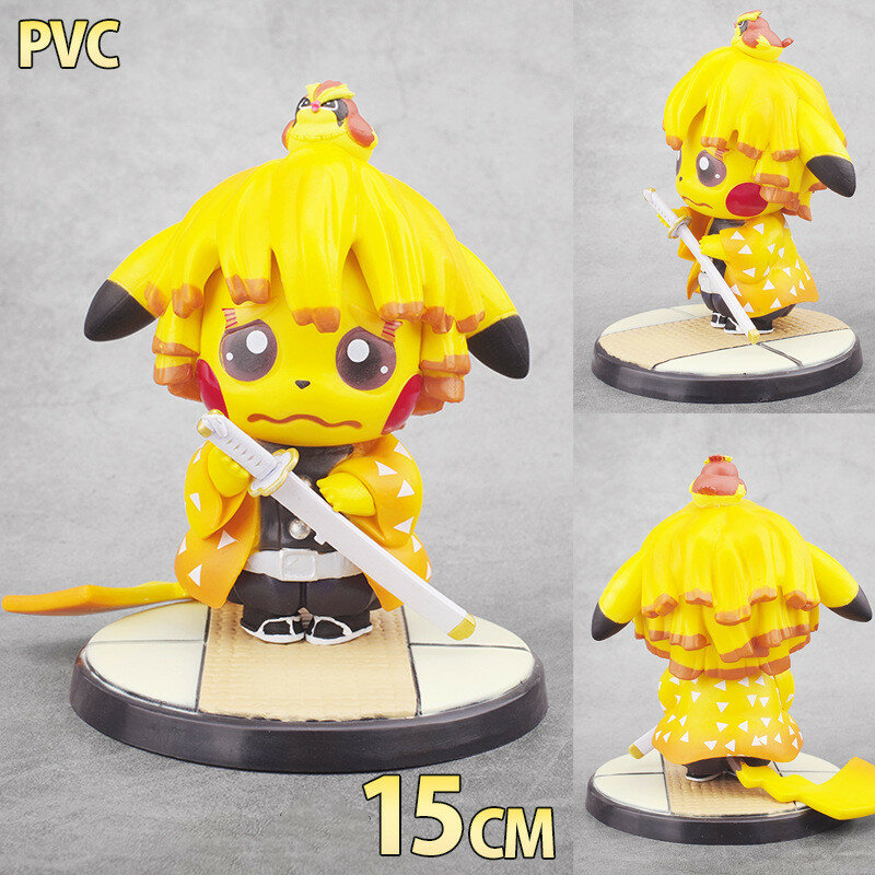 Demon Slayer Pikachu คอสเพลย์ Movable ตุ๊กตาตุ๊กตาตุ๊กตาเด็กของขวัญลูกบอลเอลฟ์ Pokemon เกมอะนิเมะตุ๊กตาของเล่นอ...
