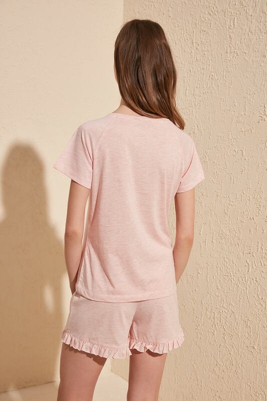 Комплект трикотажная пижама с принтом кофейного цвета, THMSS20PT0181